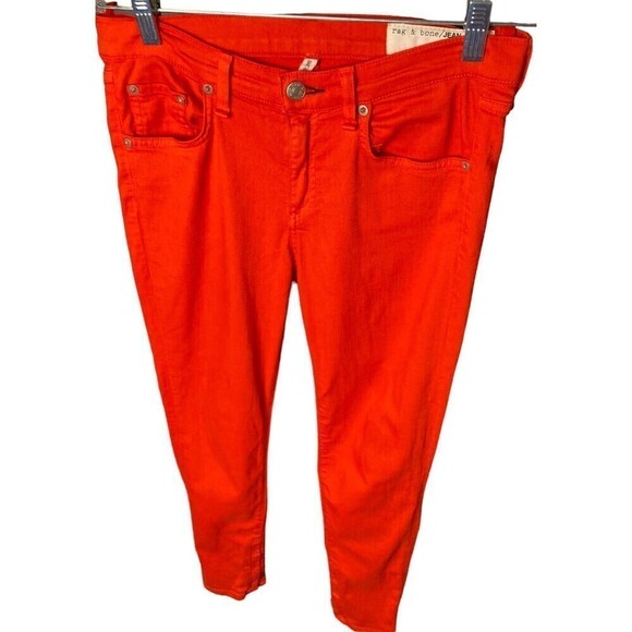 RAG & Bone Skinny Jeans Scarlet Orange Size 27 Women’s Made In USA - Picture 1 of 6